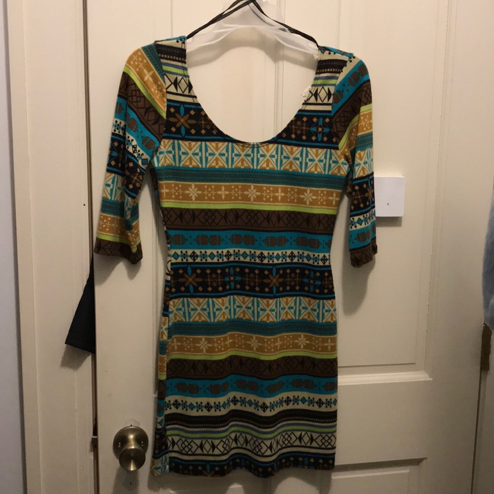 fitted aztec printed dress
